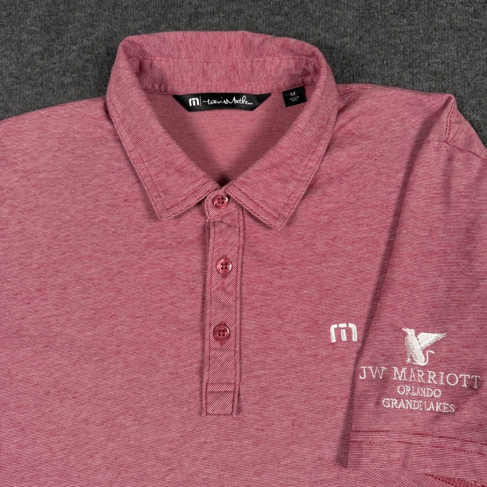 Travis Mathew Polo Shirt Mens Medium Red JW Marriot Orlando Grande Lakes Golf